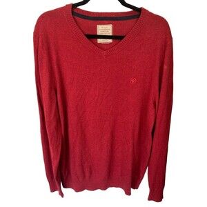 The Original Fat Face Brand V-Neck Sweater‎ Red Men’s Size XL Cotton Cashmere